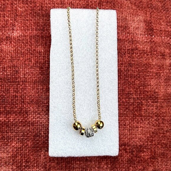 New RONDELLE Gold and Silver Pendant on 18K Gold 22" inch Chain Necklace - Picture 4 of 6